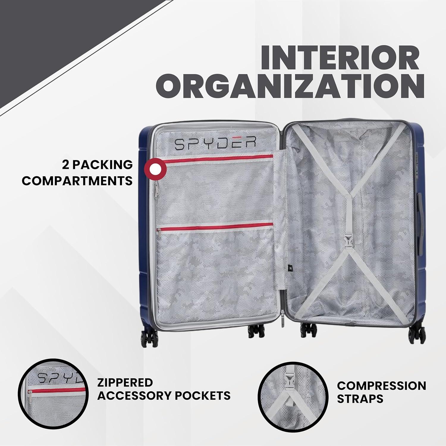 imageSpyder Carve 20 Inch Carry On Expandable Hardside Upright Suitcase with 360 Spinner Wheels TSA Approved Lock NavyNavy