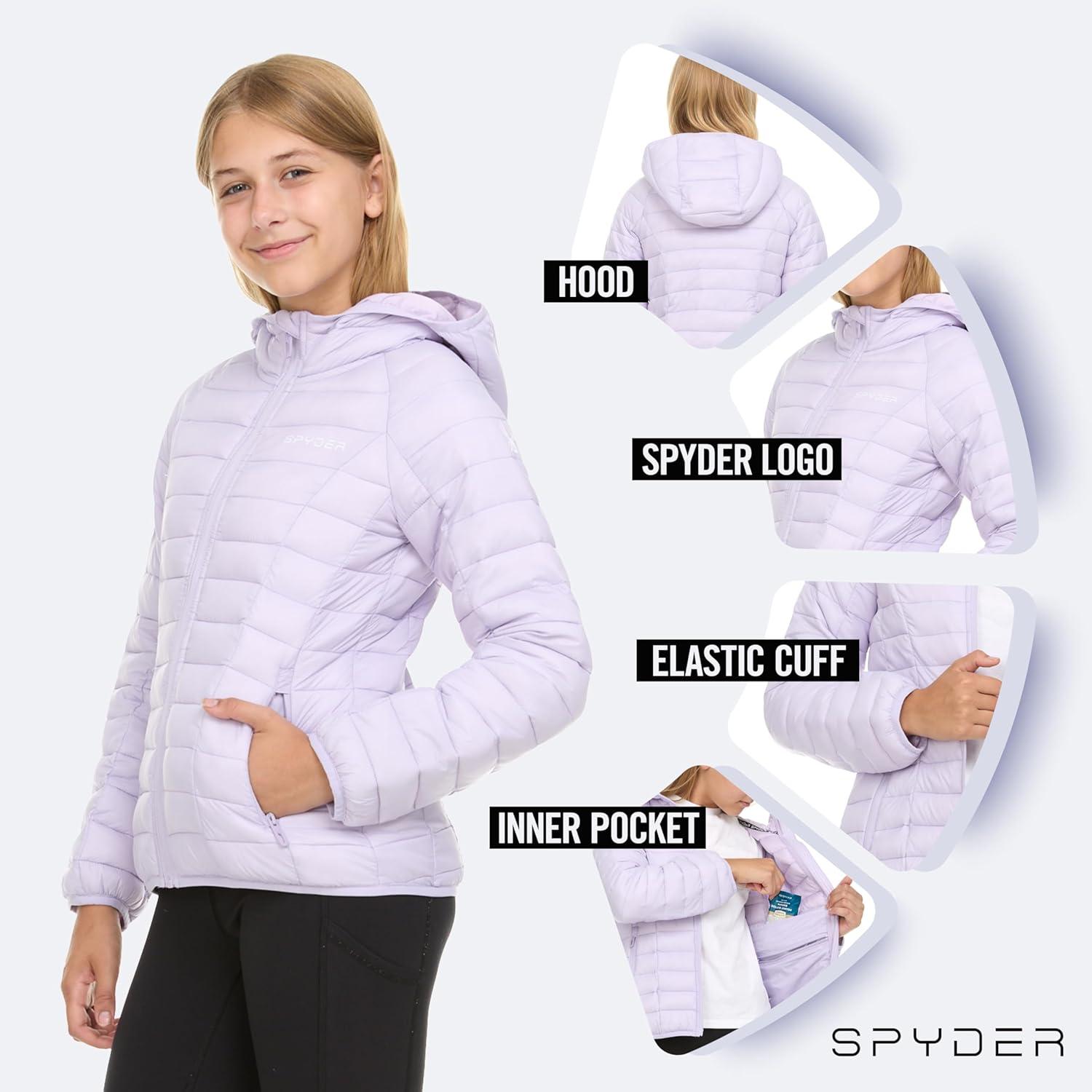 imageSpyder Girls Puffer Jacket with Hood Packable Girls Winter Coats Lightweight Ski Snow OuterwearDusty Purple