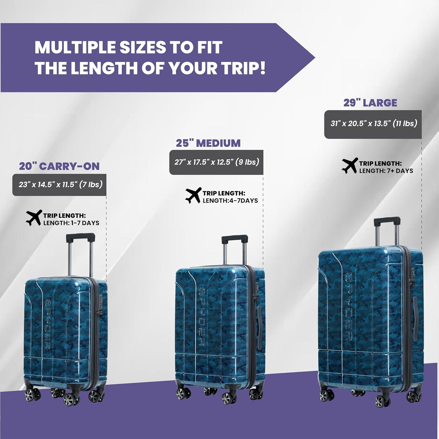 imageSpyder Matrix 25 Inch Medium Checked Luggage Expandable Hardside Upright Suitcase with 360 Spinner Wheels TSA Approved Lock BlueBlue