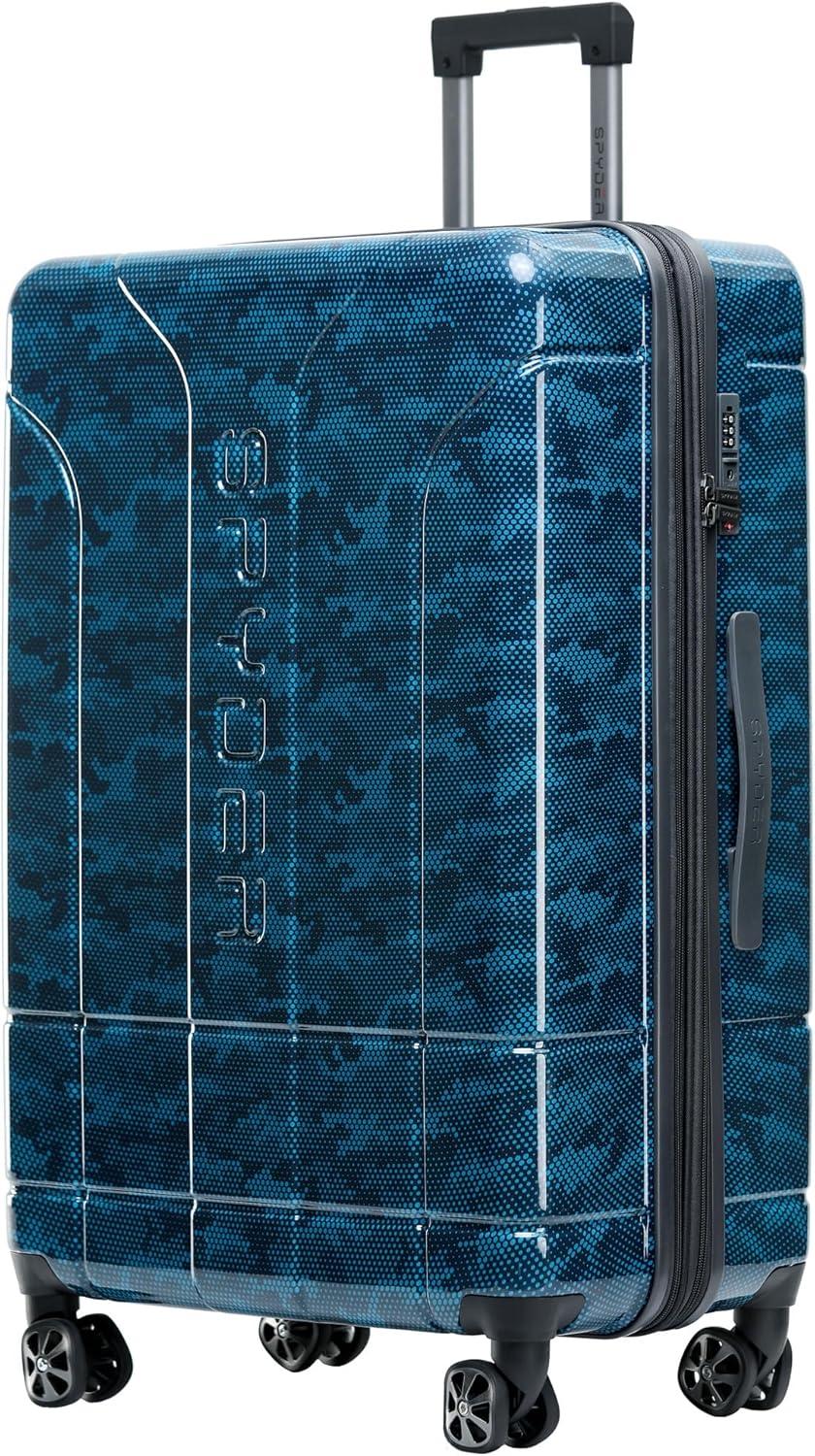 imageSpyder Matrix 25 Inch Medium Checked Luggage Expandable Hardside Upright Suitcase with 360 Spinner Wheels TSA Approved Lock BlueBlue