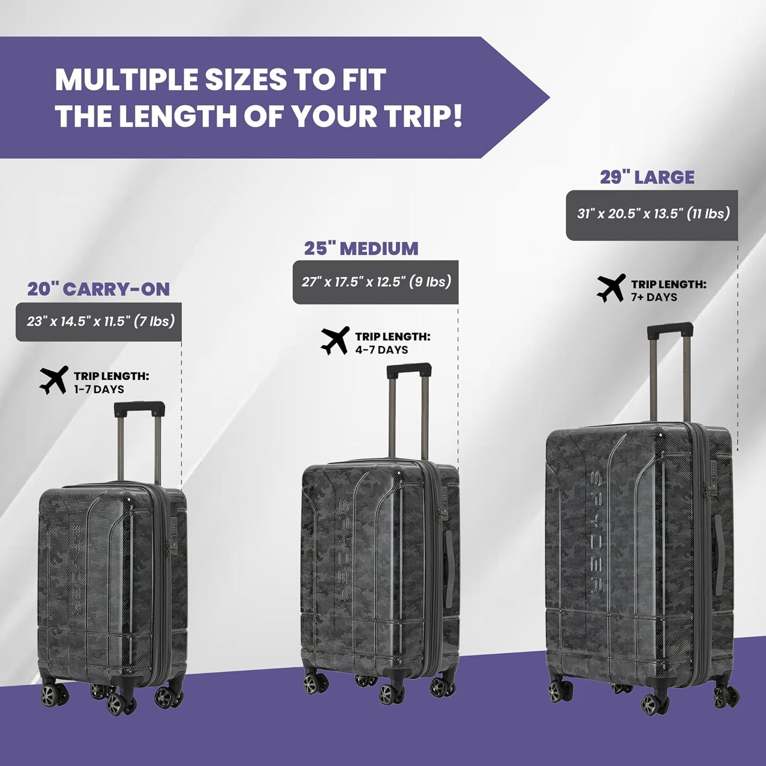 imageSpyder Matrix 25 Inch Medium Checked Luggage Expandable Hardside Upright Suitcase with 360 Spinner Wheels TSA Approved Lock BlueGrayBlack