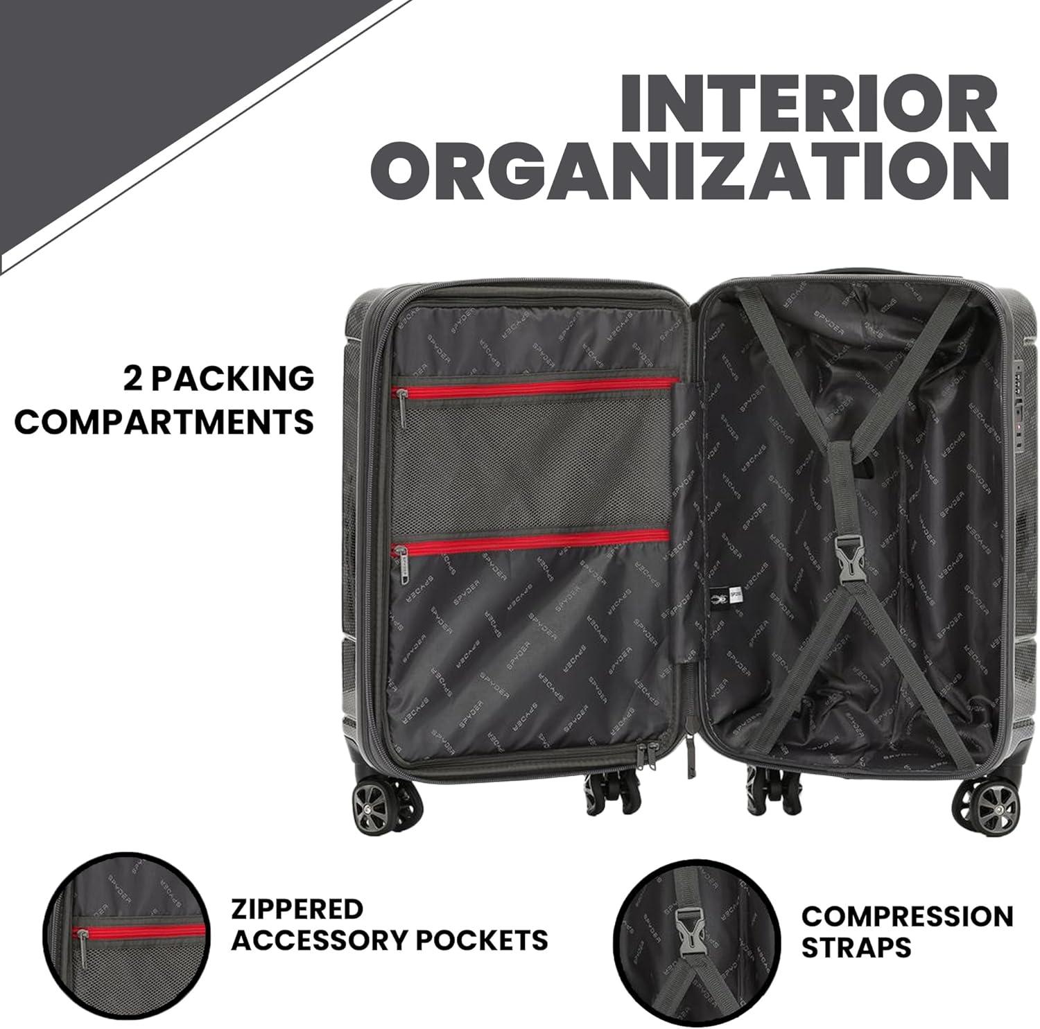 imageSpyder Matrix 25 Inch Medium Checked Luggage Expandable Hardside Upright Suitcase with 360 Spinner Wheels TSA Approved Lock BlueGrayBlack