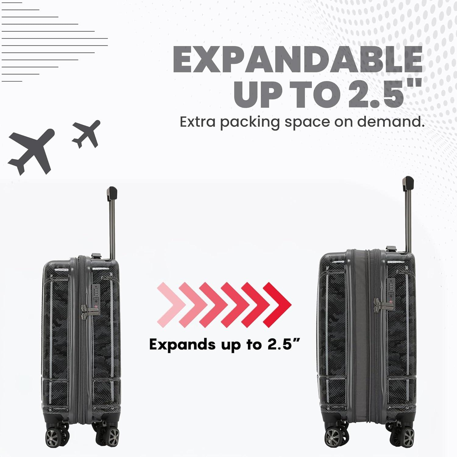 imageSpyder Matrix 25 Inch Medium Checked Luggage Expandable Hardside Upright Suitcase with 360 Spinner Wheels TSA Approved Lock BlueGrayBlack