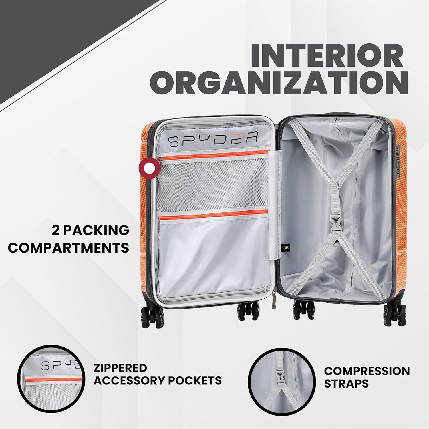 imageSpyder Matrix 25 Inch Medium Checked Luggage Expandable Hardside Upright Suitcase with 360 Spinner Wheels TSA Approved Lock BlueOrange