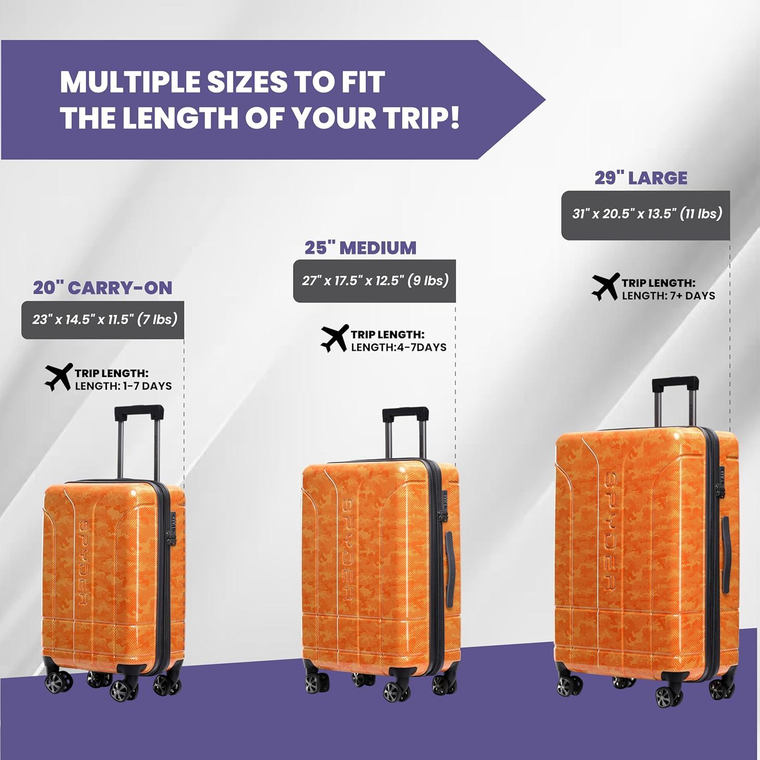 imageSpyder Matrix 25 Inch Medium Checked Luggage Expandable Hardside Upright Suitcase with 360 Spinner Wheels TSA Approved Lock BlueOrange