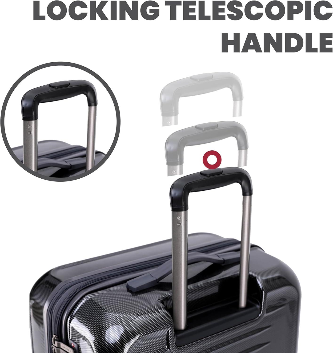 imageSpyder Rails Expandable Hardside Upright Suitcase with 360 Spinner Wheels TSA Approved Lock Black Medium CheckedBlack