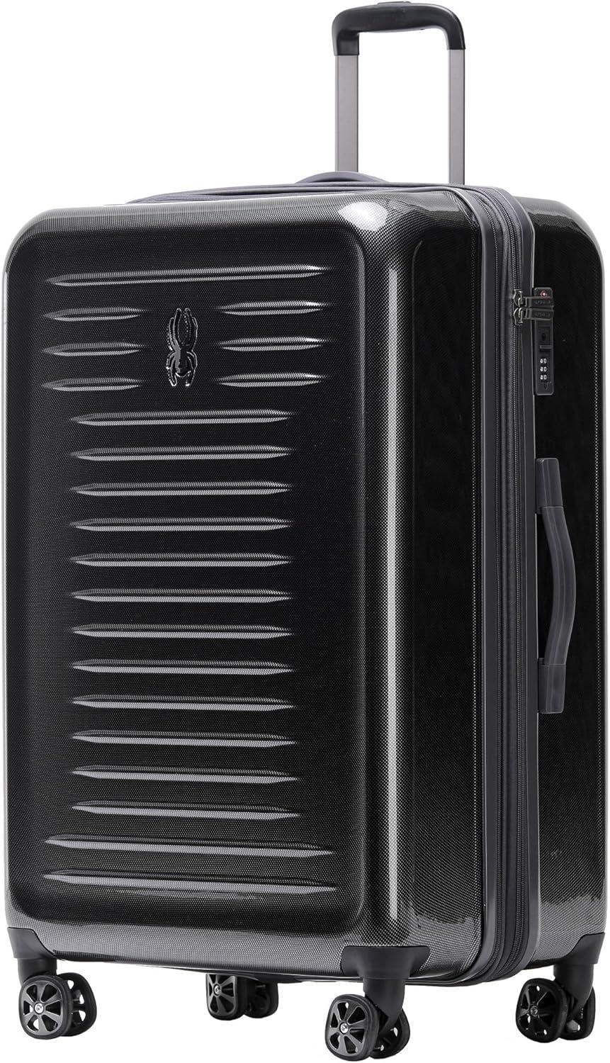 imageSpyder Rails Expandable Hardside Upright Suitcase with 360 Spinner Wheels TSA Approved Lock Black Medium CheckedBlack