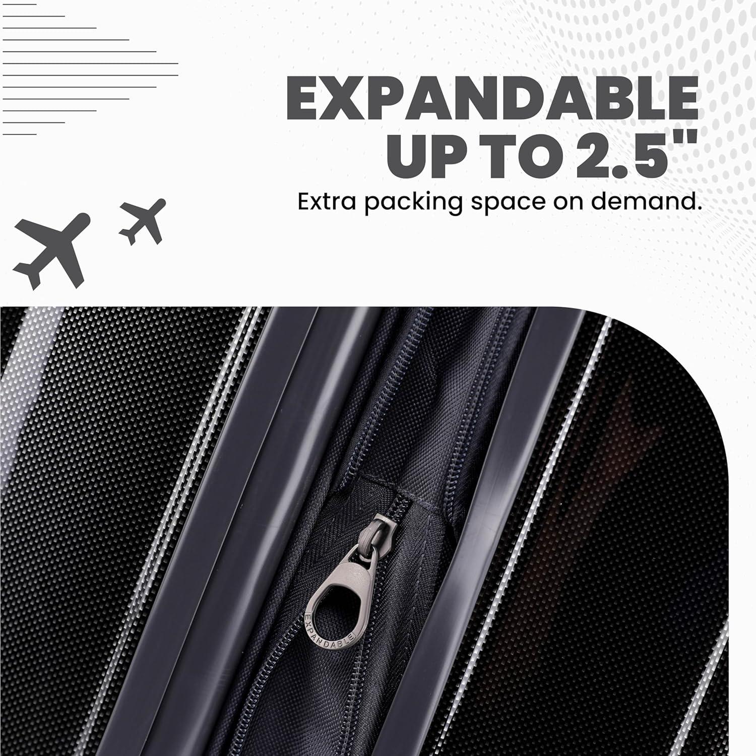 imageSpyder Rails Expandable Hardside Upright Suitcase with 360 Spinner Wheels TSA Approved Lock Black Medium CheckedBlack