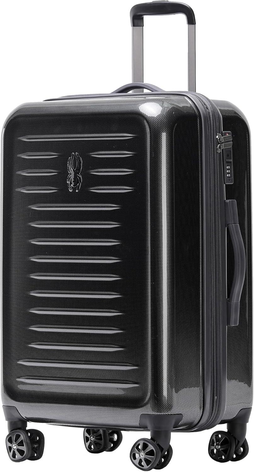 imageSpyder Rails Expandable Hardside Upright Suitcase with 360 Spinner Wheels TSA Approved Lock Black Medium CheckedBlack