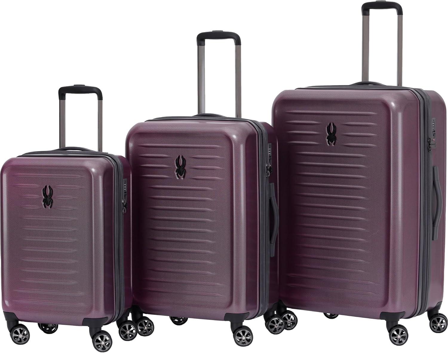 imageSpyder Rails Expandable Hardside Upright Suitcase with 360 Spinner Wheels TSA Approved Lock Black Medium CheckedBurgundy