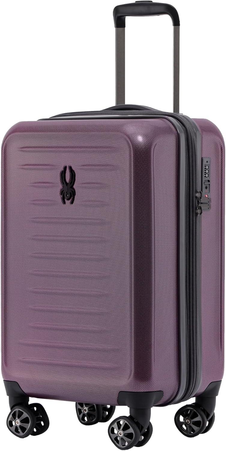 imageSpyder Rails Expandable Hardside Upright Suitcase with 360 Spinner Wheels TSA Approved Lock Black Medium CheckedBurgundy