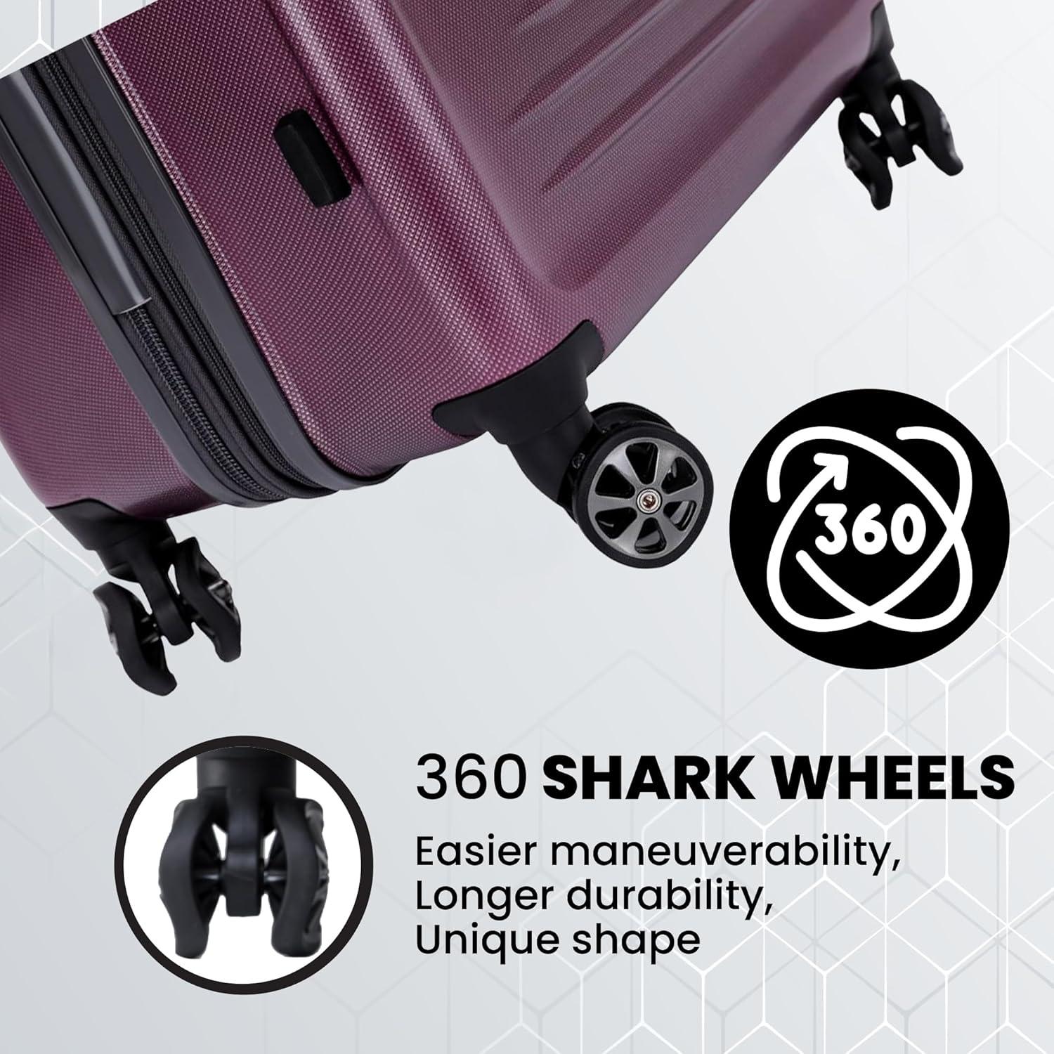 imageSpyder Rails Expandable Hardside Upright Suitcase with 360 Spinner Wheels TSA Approved Lock Black Medium CheckedBurgundy