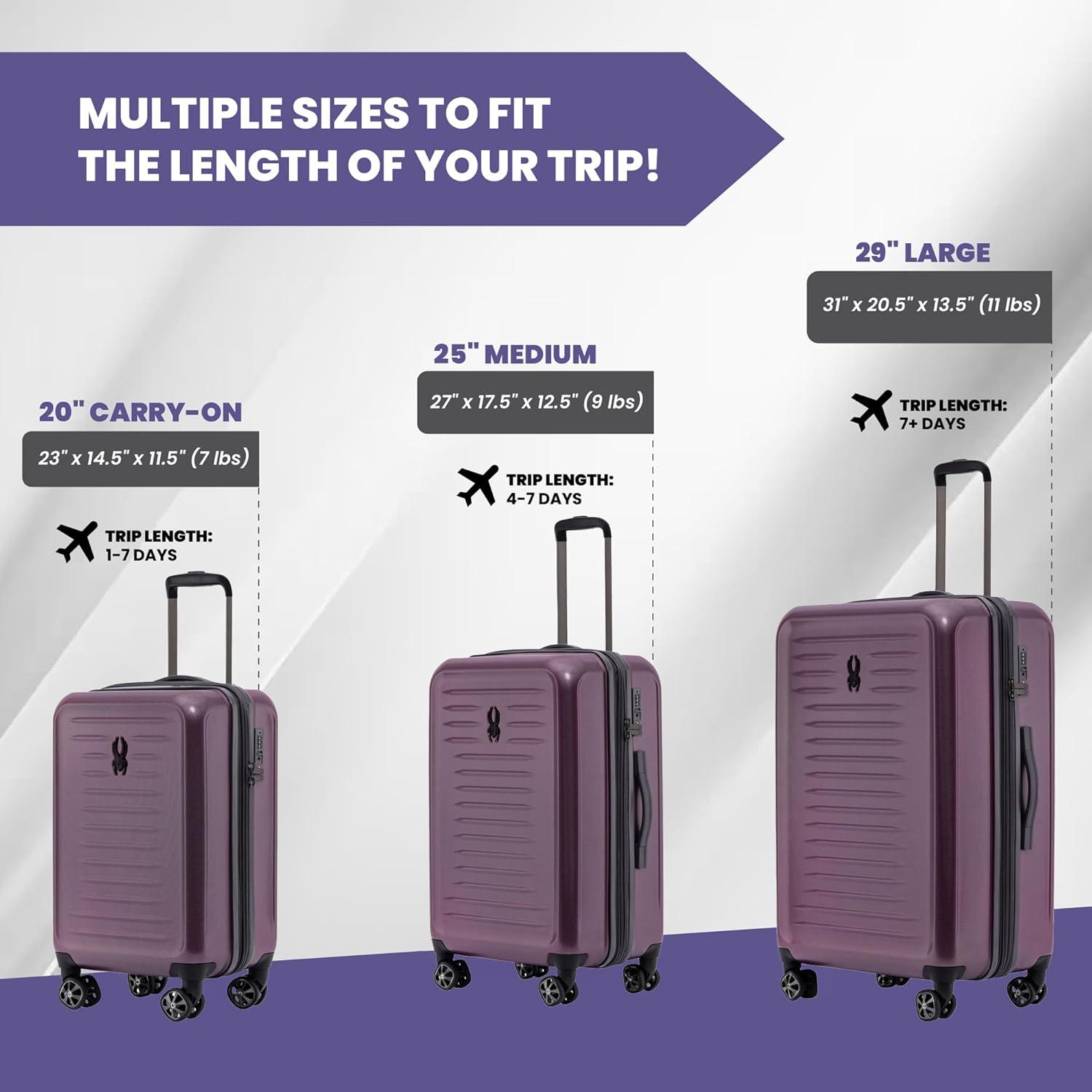 imageSpyder Rails Expandable Hardside Upright Suitcase with 360 Spinner Wheels TSA Approved Lock Black Medium CheckedBurgundy