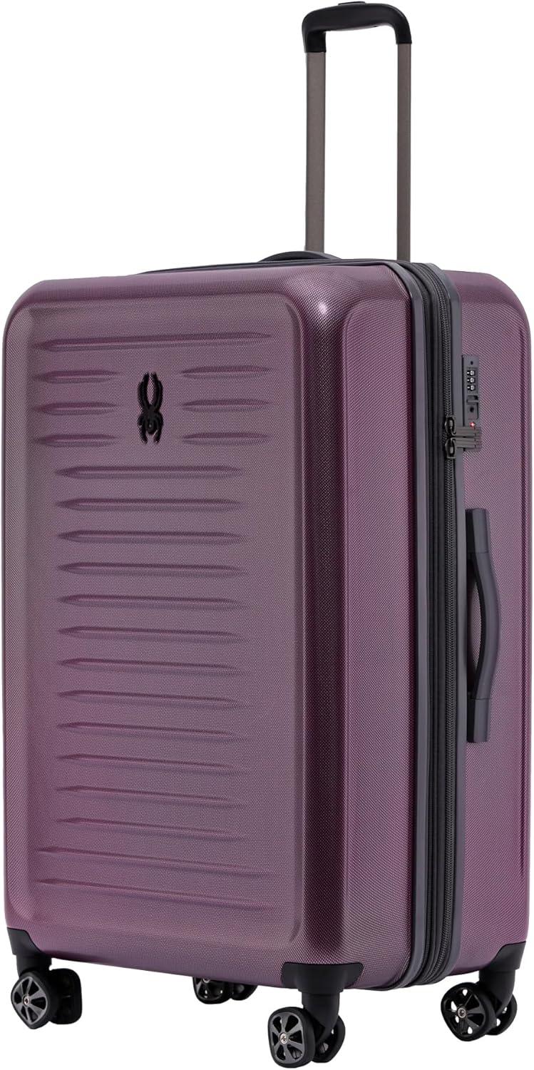 imageSpyder Rails Expandable Hardside Upright Suitcase with 360 Spinner Wheels TSA Approved Lock Black Medium CheckedBurgundy