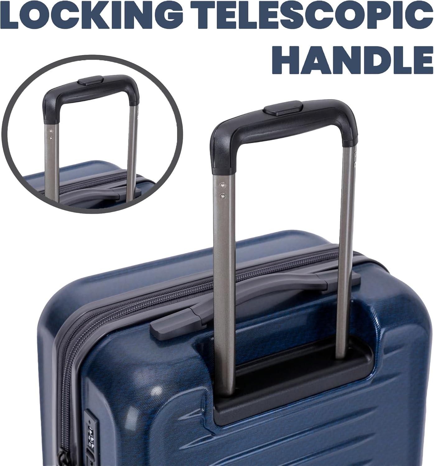 imageSpyder Rails Expandable Hardside Upright Suitcase with 360 Spinner Wheels TSA Approved Lock Black Medium CheckedCarbon Blue