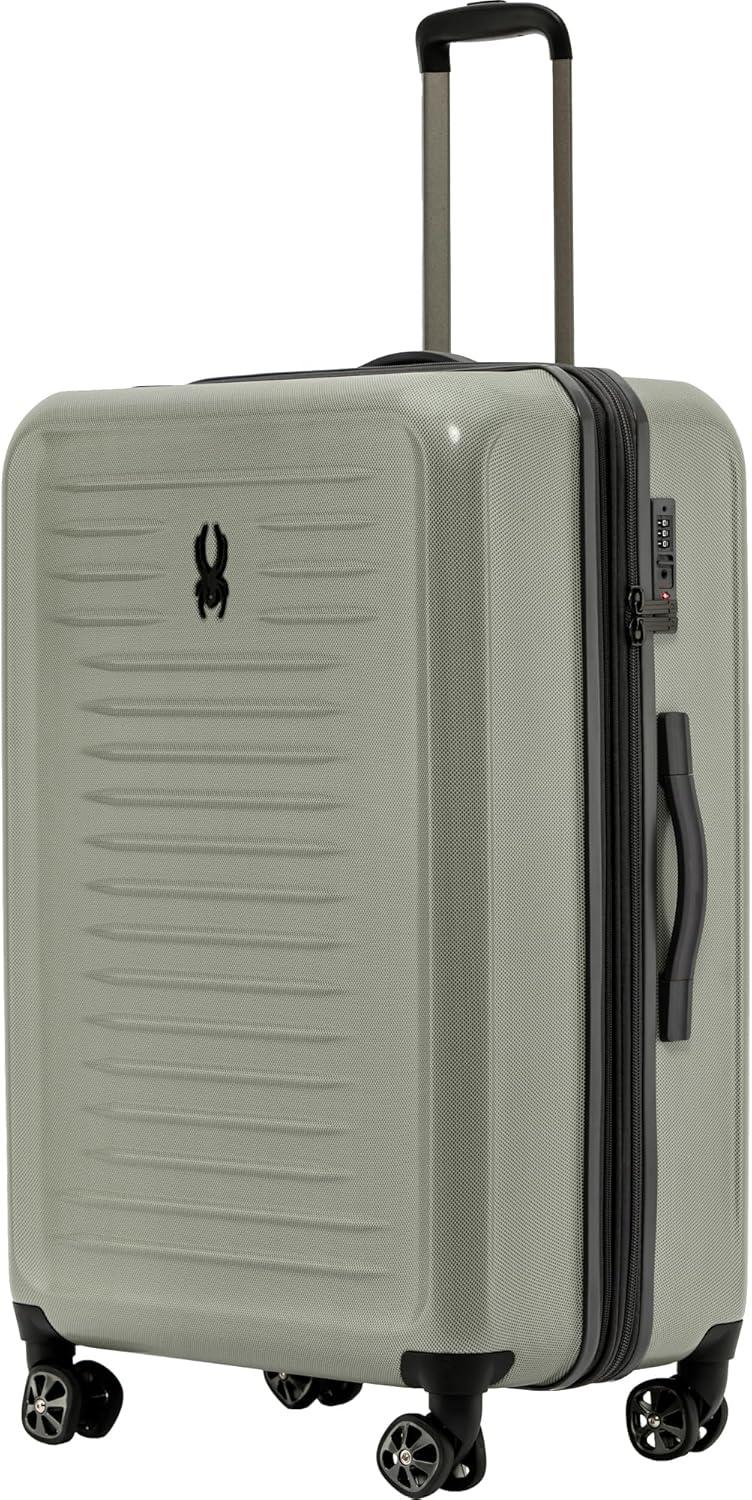 imageSpyder Rails Expandable Hardside Upright Suitcase with 360 Spinner Wheels TSA Approved Lock Black Medium CheckedMoss Gray