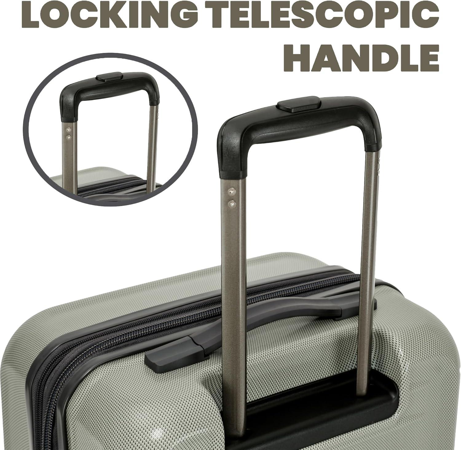 imageSpyder Rails Expandable Hardside Upright Suitcase with 360 Spinner Wheels TSA Approved Lock Black Medium CheckedMoss Gray