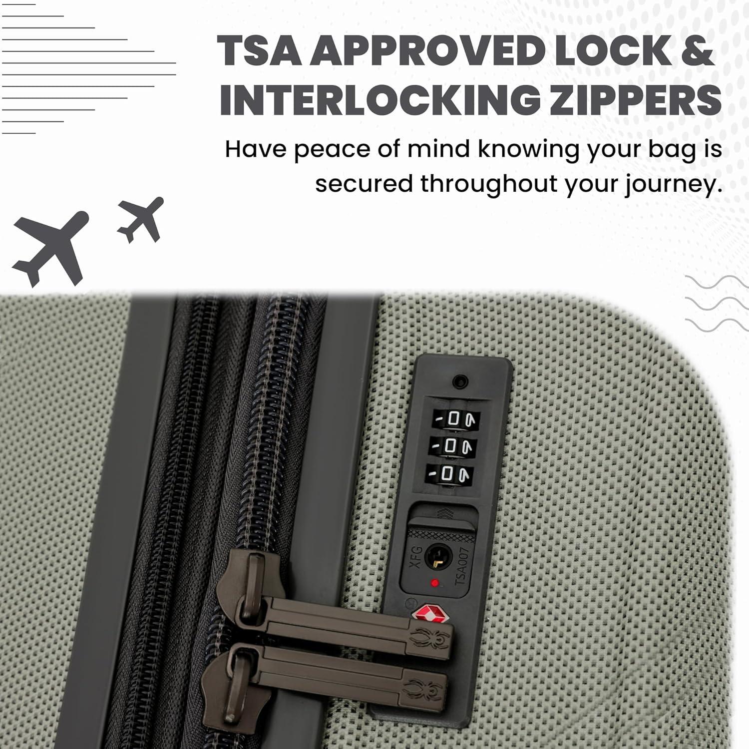 imageSpyder Rails Expandable Hardside Upright Suitcase with 360 Spinner Wheels TSA Approved Lock Black Medium CheckedMoss Gray