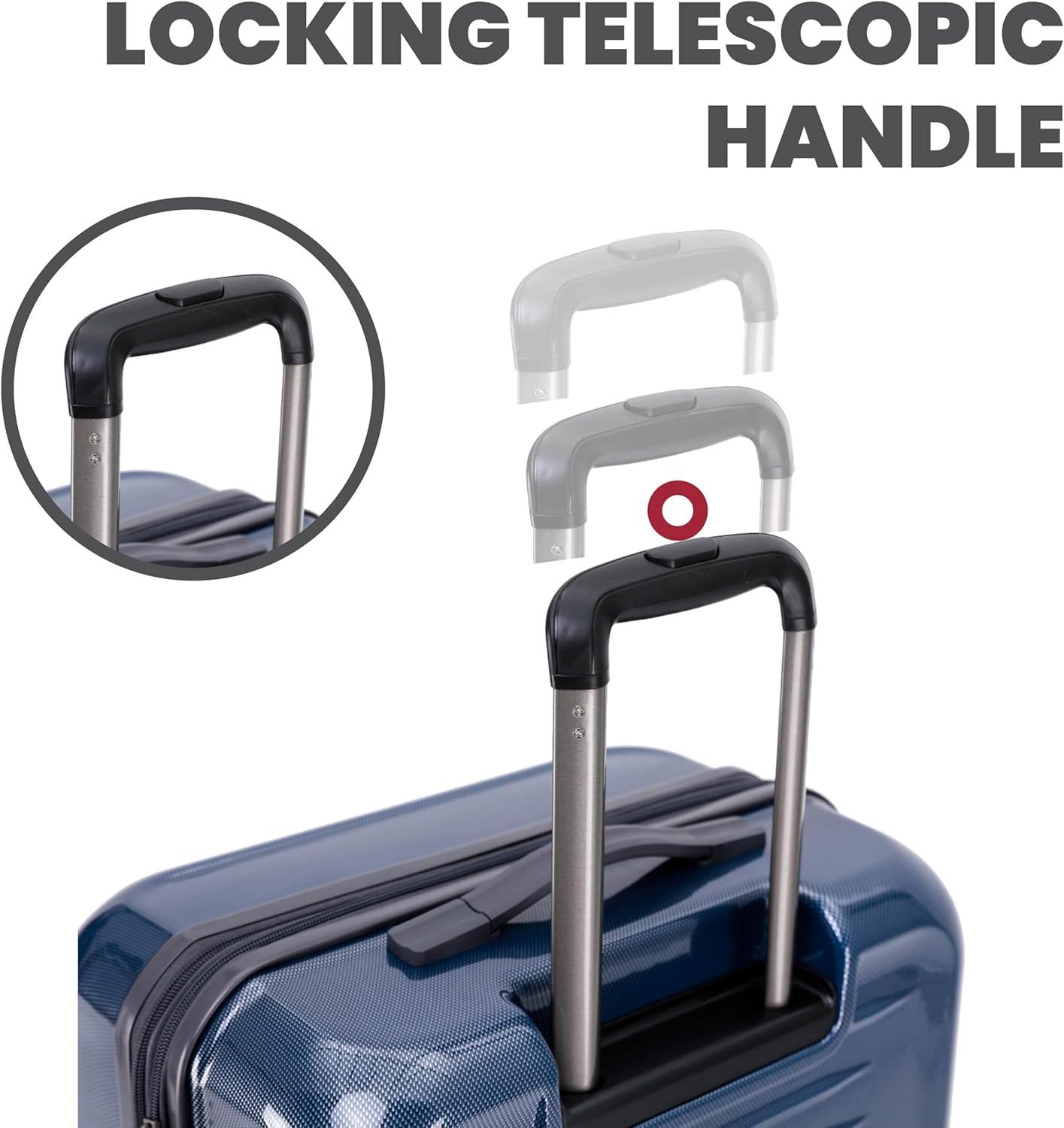 imageSpyder Rails Expandable Hardside Upright Suitcase with 360 Spinner Wheels TSA Approved Lock Black Medium CheckedNavy