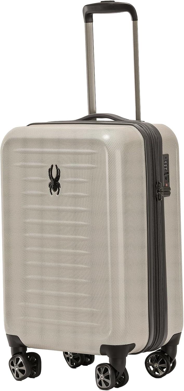 imageSpyder Rails Expandable Hardside Upright Suitcase with 360 Spinner Wheels TSA Approved Lock Black Medium CheckedOatmeal