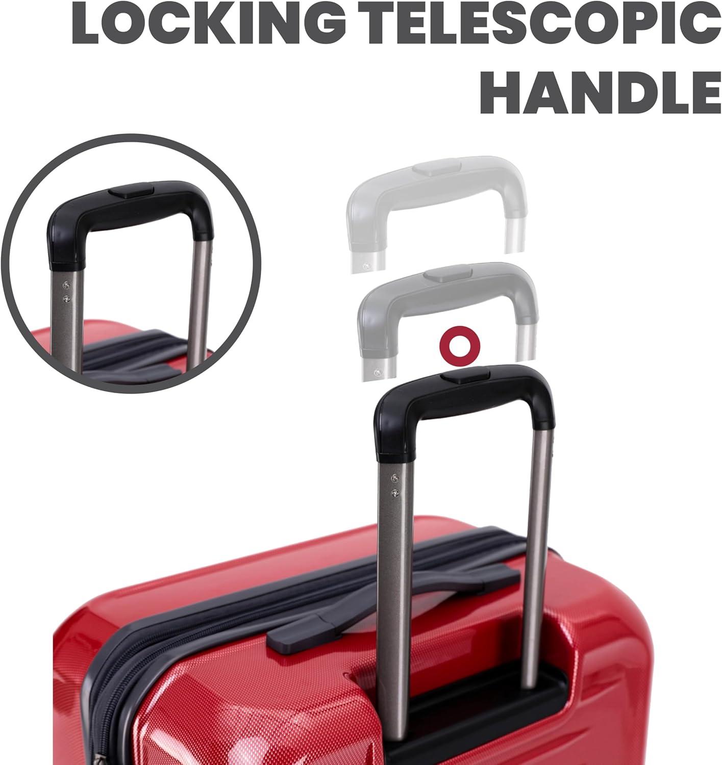 imageSpyder Rails Expandable Hardside Upright Suitcase with 360 Spinner Wheels TSA Approved Lock Black Medium CheckedRed