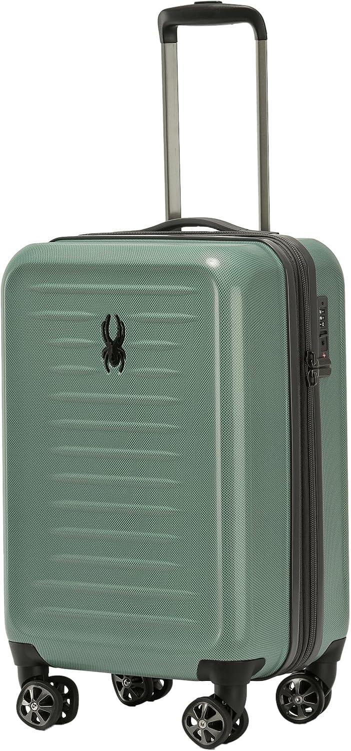imageSpyder Rails Expandable Hardside Upright Suitcase with 360 Spinner Wheels TSA Approved Lock Black Medium CheckedSage