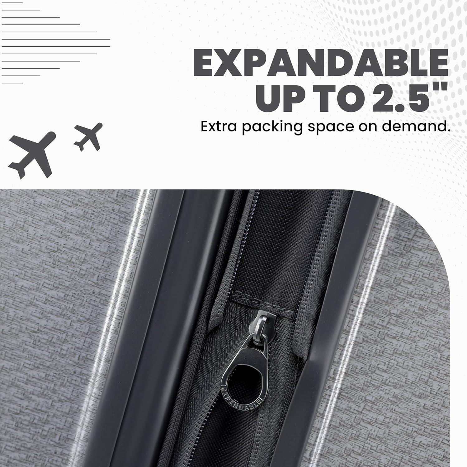 imageSpyder Traverse 20 Inch Carry On Expandable Hardside Upright Suitcase with 360 Spinner Wheels TSA Approved Lock SilverCharcoal