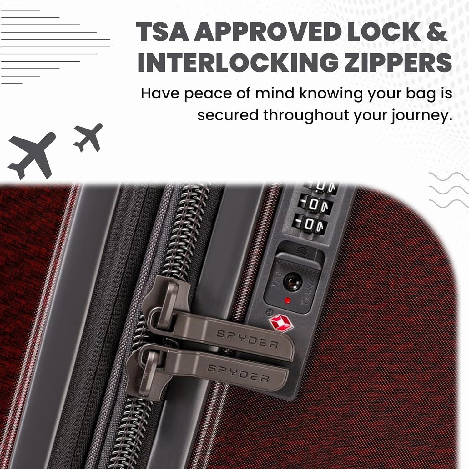 imageSpyder Traverse 20 Inch Carry On Expandable Hardside Upright Suitcase with 360 Spinner Wheels TSA Approved Lock SilverCherry