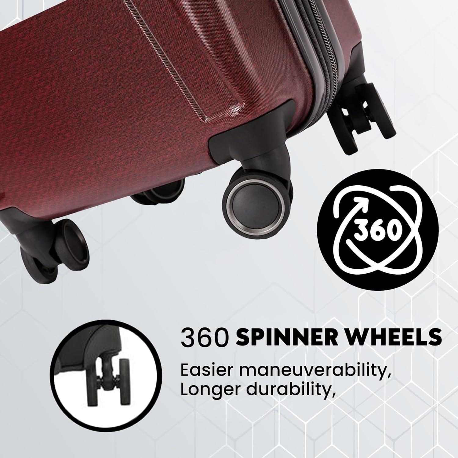imageSpyder Traverse 20 Inch Carry On Expandable Hardside Upright Suitcase with 360 Spinner Wheels TSA Approved Lock SilverCherry