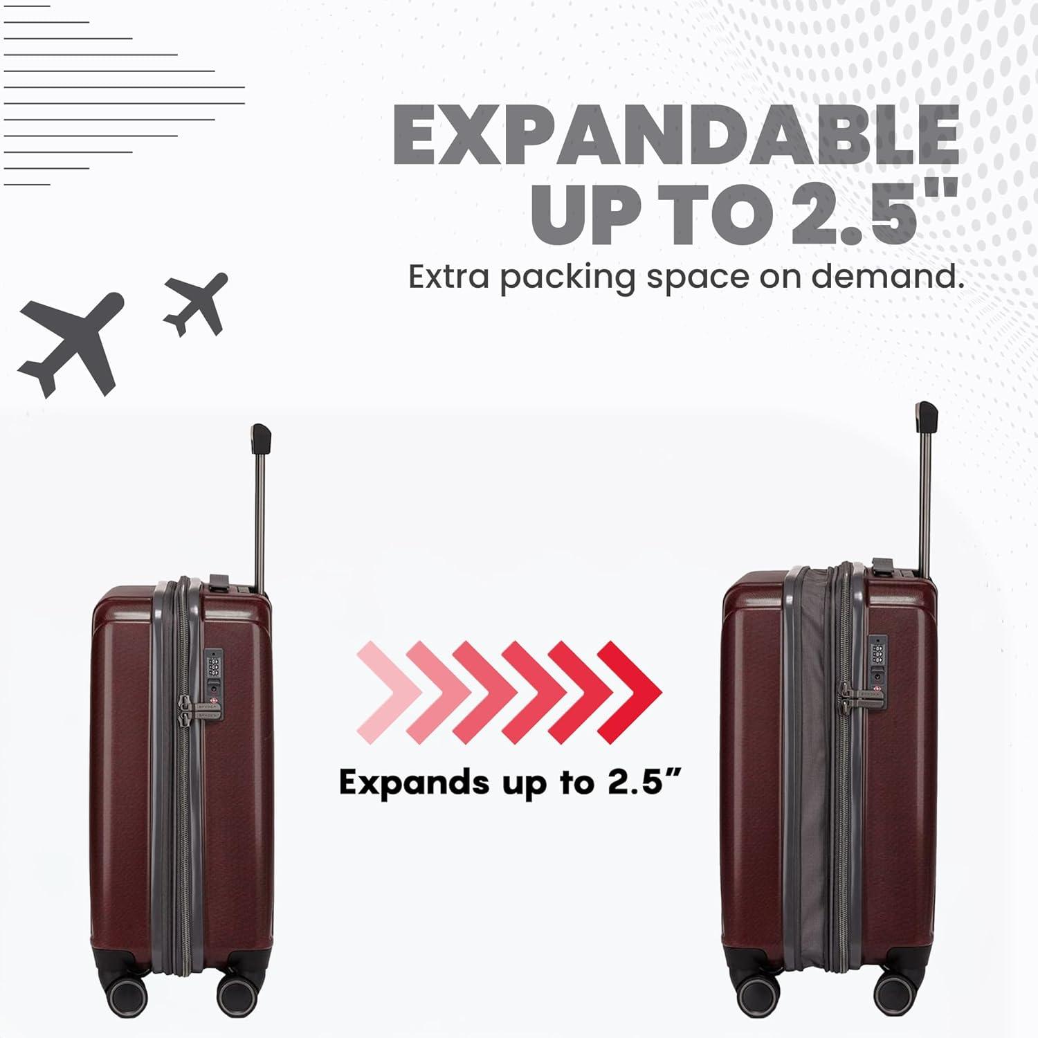 imageSpyder Traverse 20 Inch Carry On Expandable Hardside Upright Suitcase with 360 Spinner Wheels TSA Approved Lock SilverCherry
