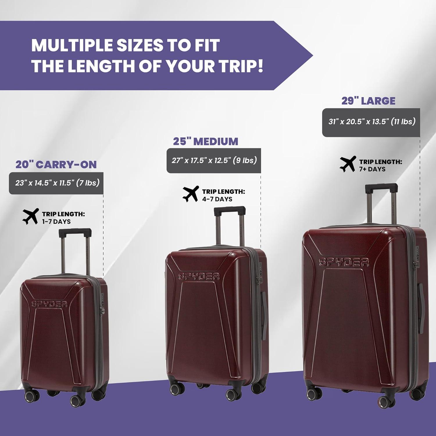 imageSpyder Traverse 20 Inch Carry On Expandable Hardside Upright Suitcase with 360 Spinner Wheels TSA Approved Lock SilverCherry