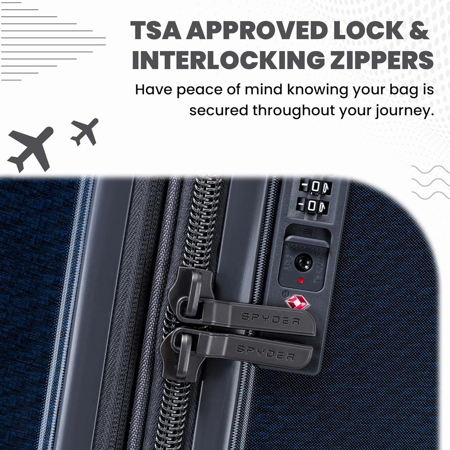 imageSpyder Traverse 20 Inch Carry On Expandable Hardside Upright Suitcase with 360 Spinner Wheels TSA Approved Lock SilverDeep Blue