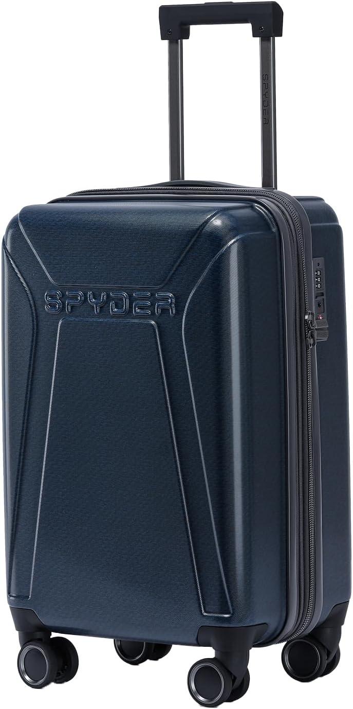 imageSpyder Traverse 20 Inch Carry On Expandable Hardside Upright Suitcase with 360 Spinner Wheels TSA Approved Lock SilverDeep Blue