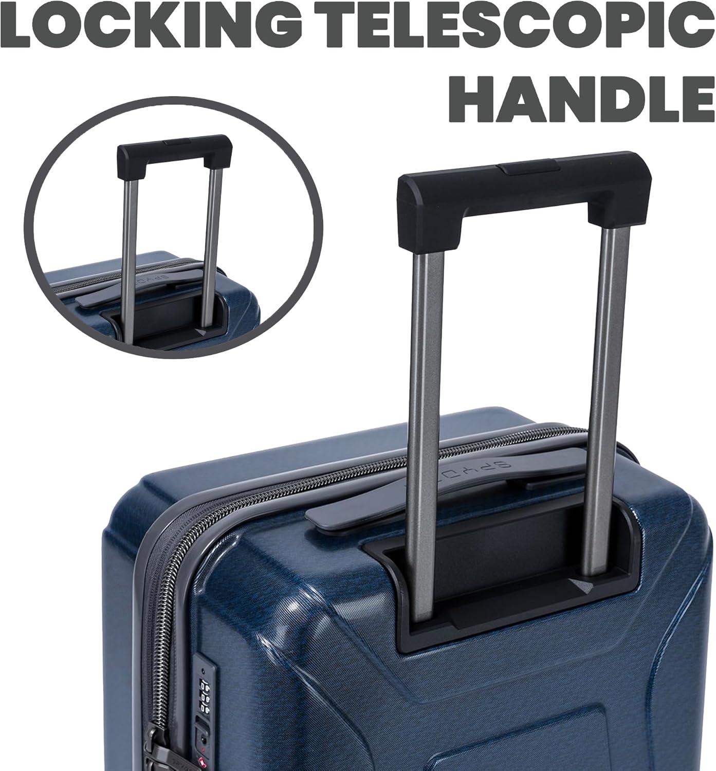 imageSpyder Traverse 20 Inch Carry On Expandable Hardside Upright Suitcase with 360 Spinner Wheels TSA Approved Lock SilverDeep Blue