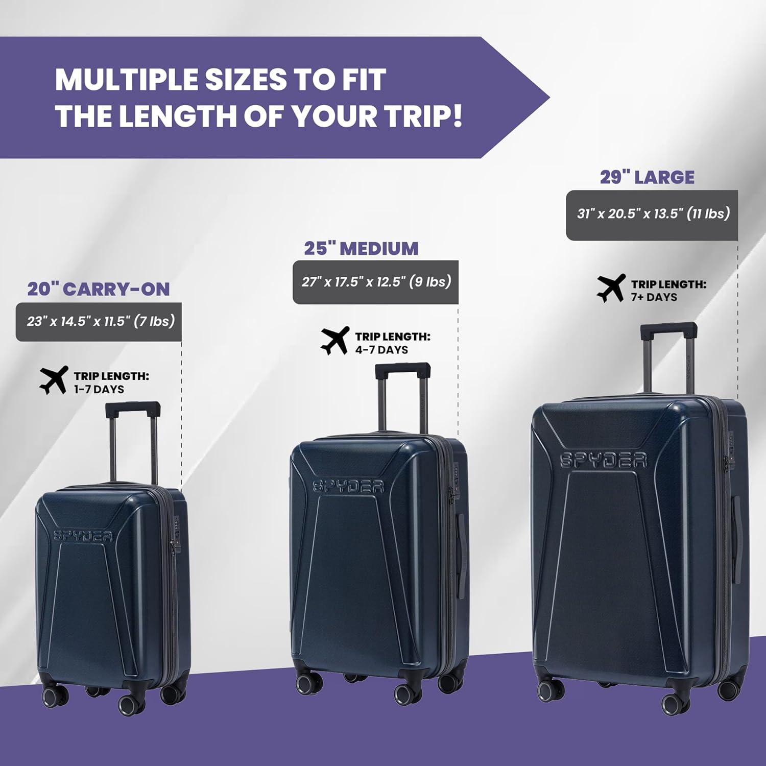 imageSpyder Traverse 20 Inch Carry On Expandable Hardside Upright Suitcase with 360 Spinner Wheels TSA Approved Lock SilverDeep Blue