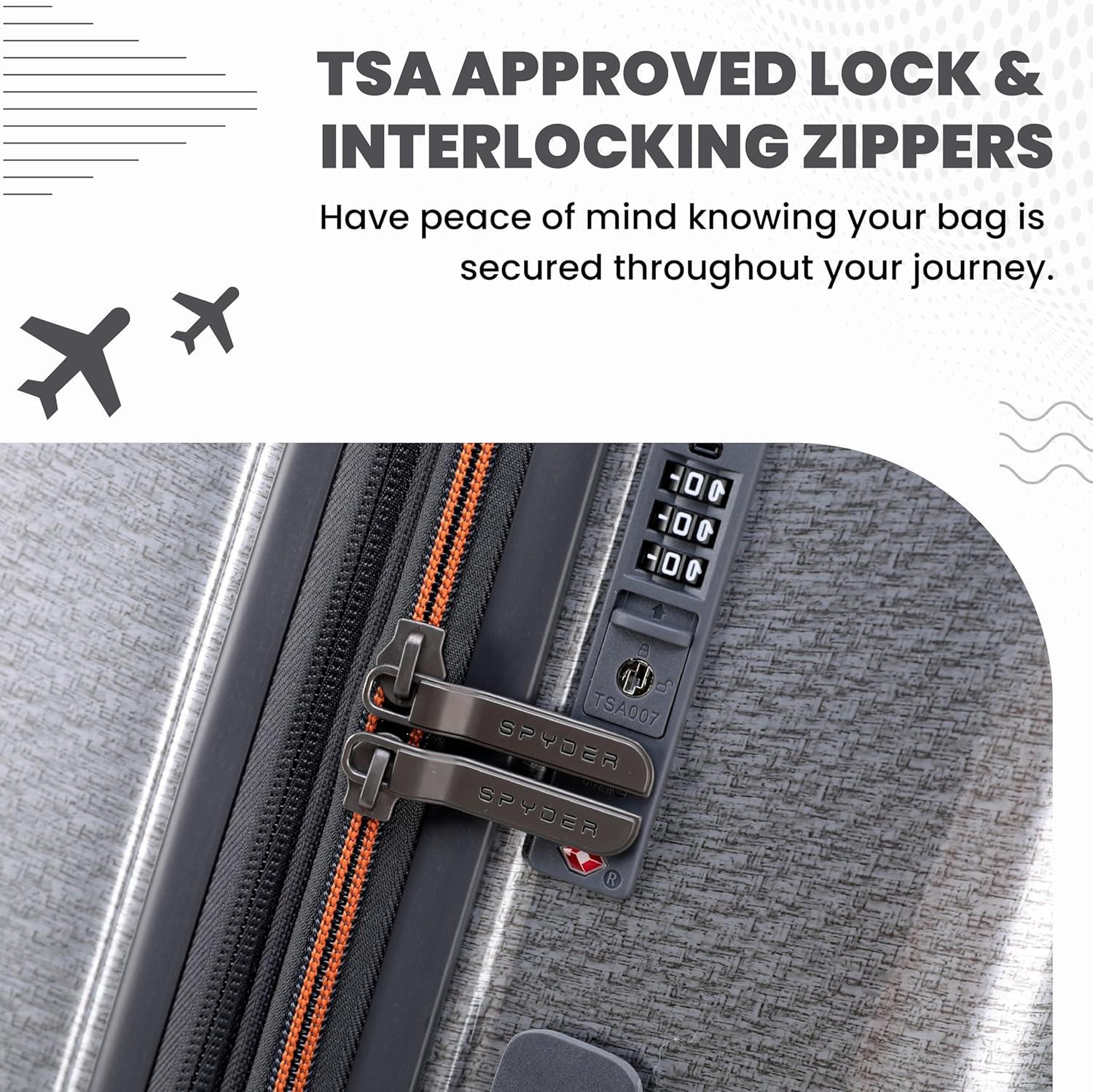 imageSpyder Traverse 20 Inch Carry On Expandable Hardside Upright Suitcase with 360 Spinner Wheels TSA Approved Lock SilverSilver