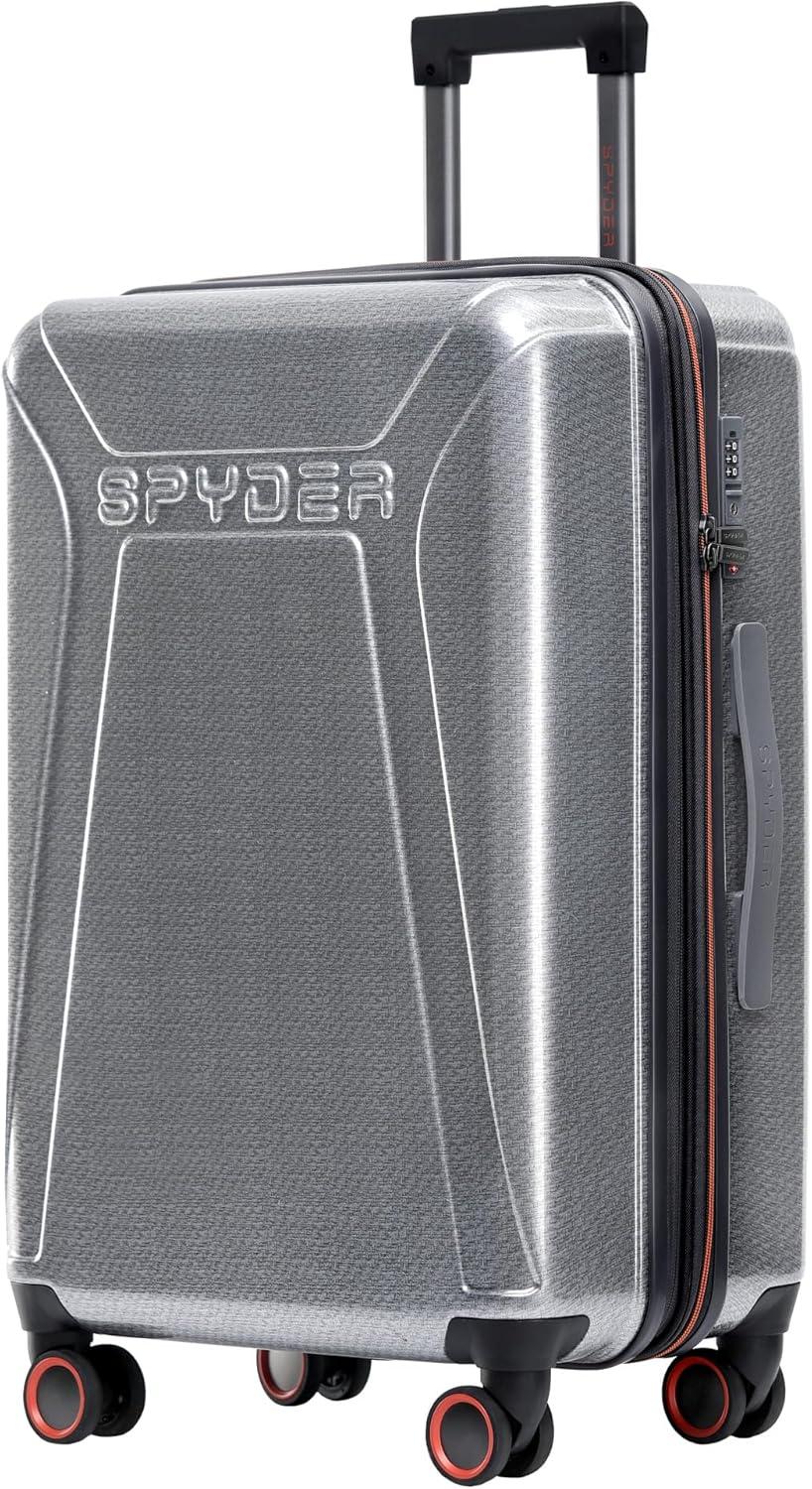 imageSpyder Traverse 20 Inch Carry On Expandable Hardside Upright Suitcase with 360 Spinner Wheels TSA Approved Lock SilverSilver