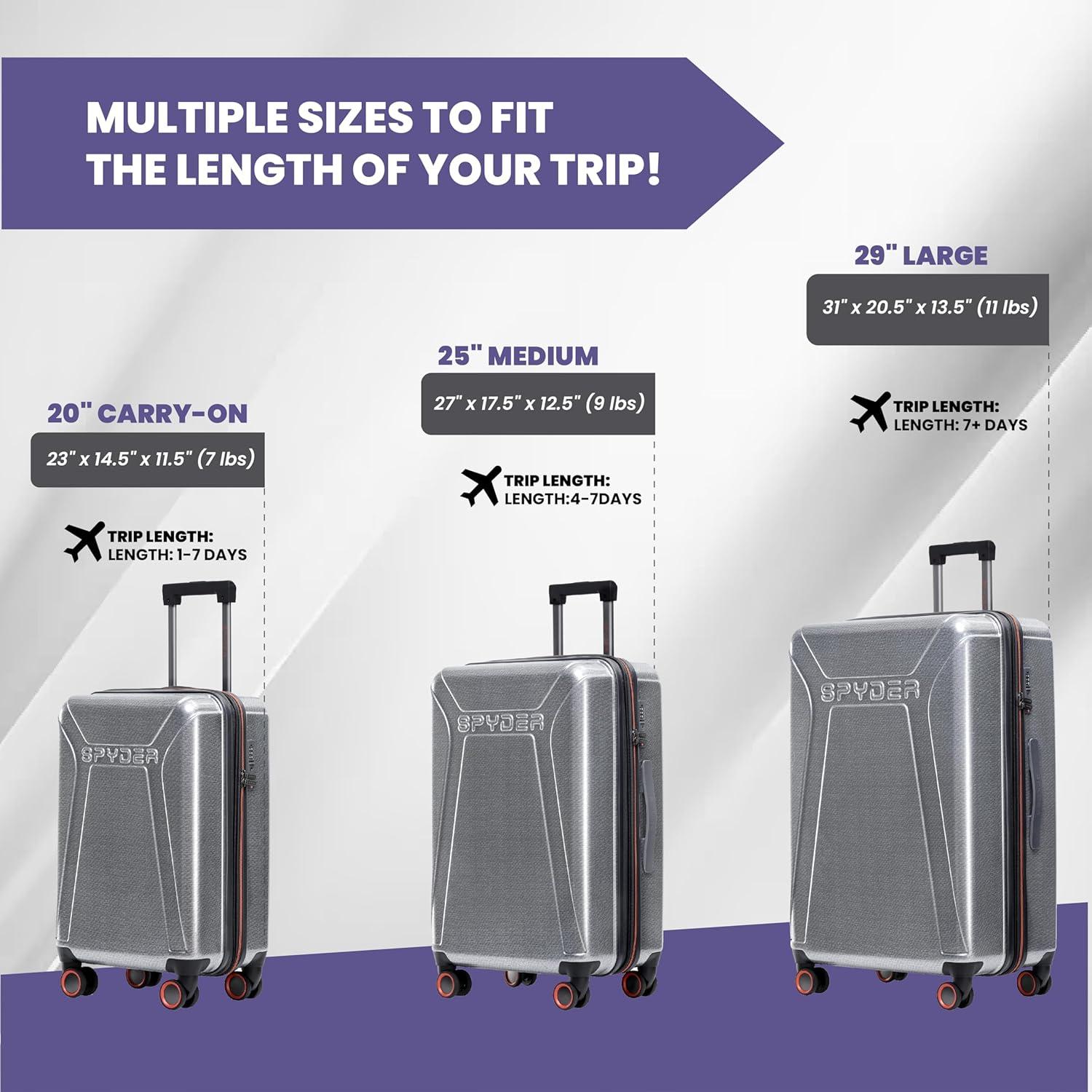 imageSpyder Traverse 20 Inch Carry On Expandable Hardside Upright Suitcase with 360 Spinner Wheels TSA Approved Lock SilverSilver
