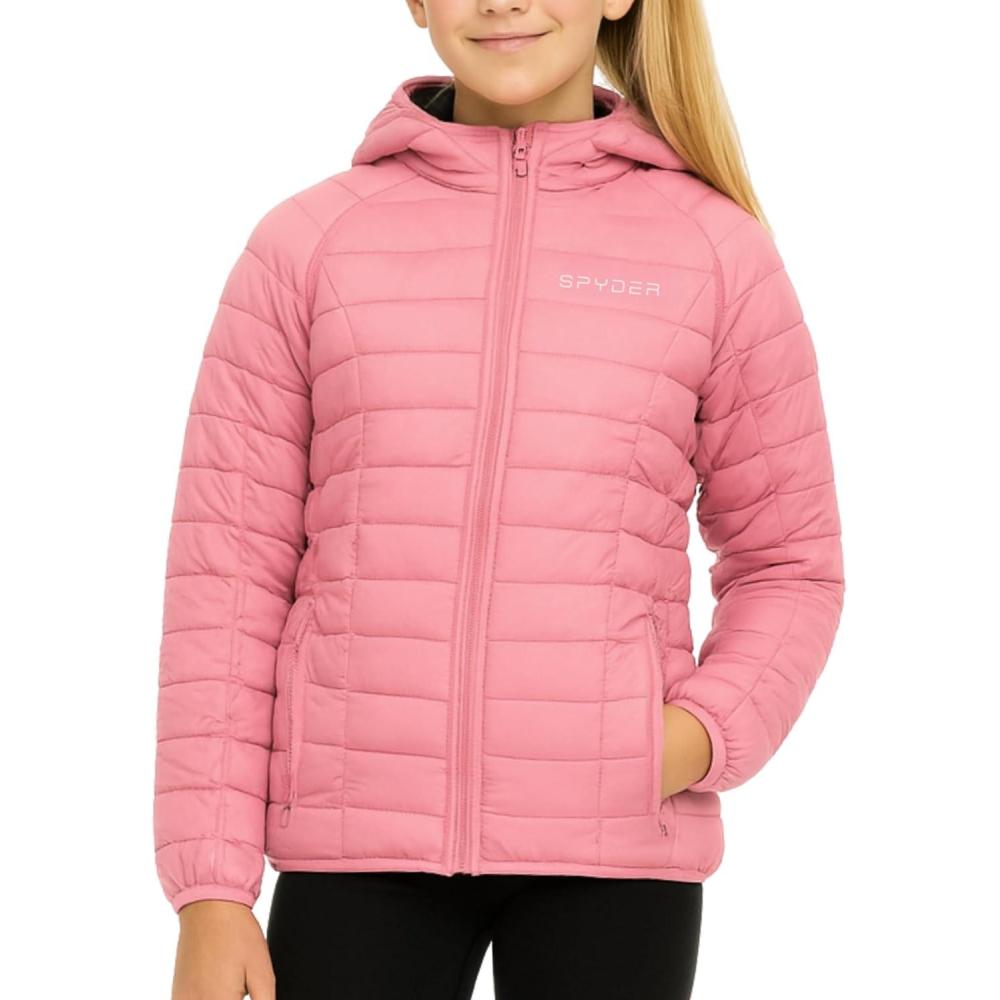 imageSpyder Girls Puffer Jacket with Hood Packable Girls Winter Coats Lightweight Ski Snow OuterwearRose