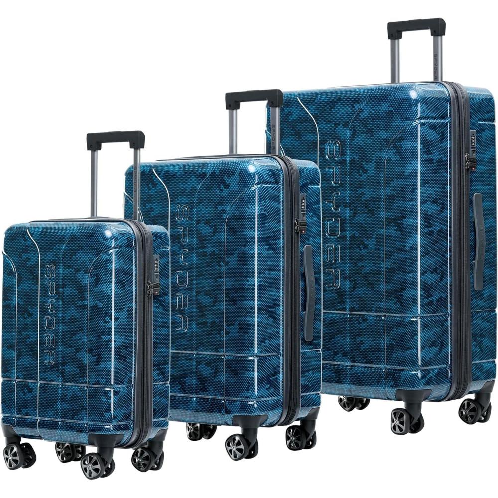 imageSpyder Matrix 25 Inch Medium Checked Luggage Expandable Hardside Upright Suitcase with 360 Spinner Wheels TSA Approved Lock BlueBlue