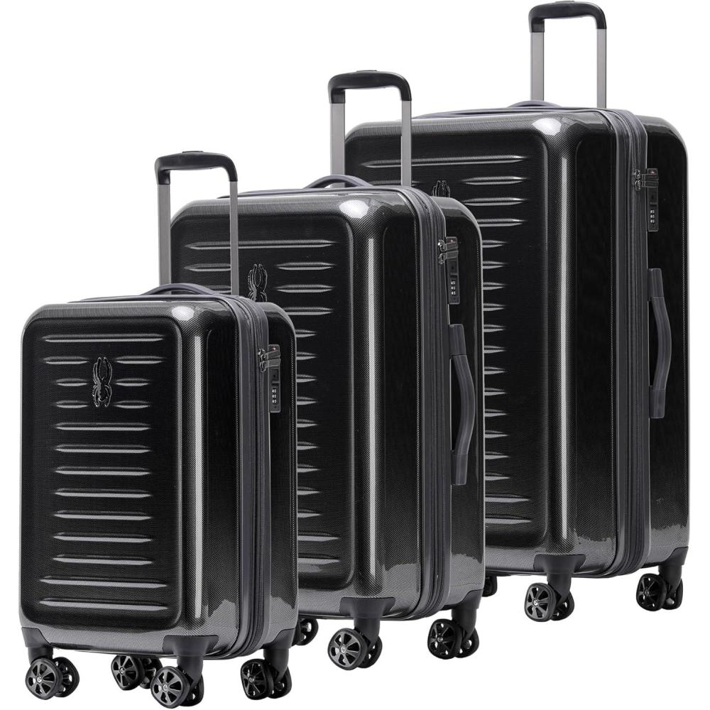imageSpyder Rails Expandable Hardside Upright Suitcase with 360 Spinner Wheels TSA Approved Lock Black Medium CheckedBlack