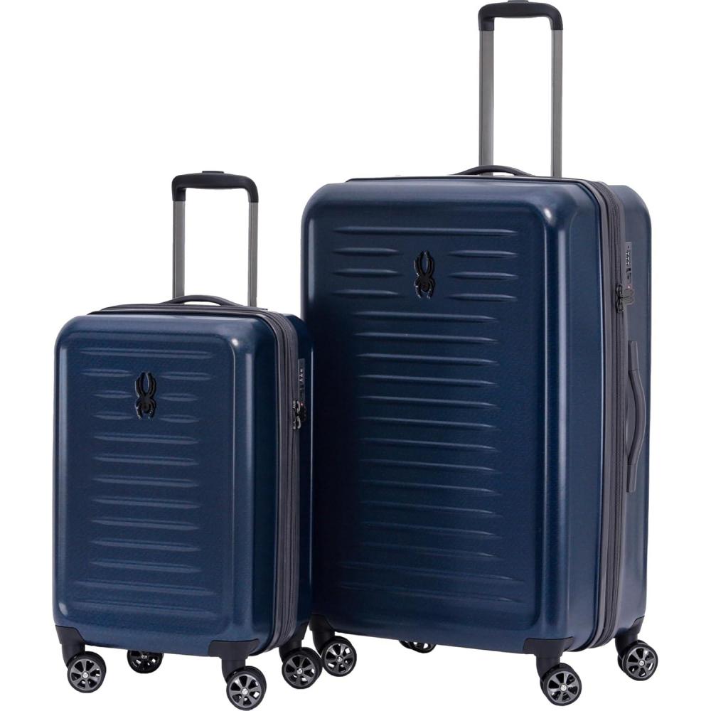 imageSpyder Rails Expandable Hardside Upright Suitcase with 360 Spinner Wheels TSA Approved Lock Black Medium CheckedCarbon Blue