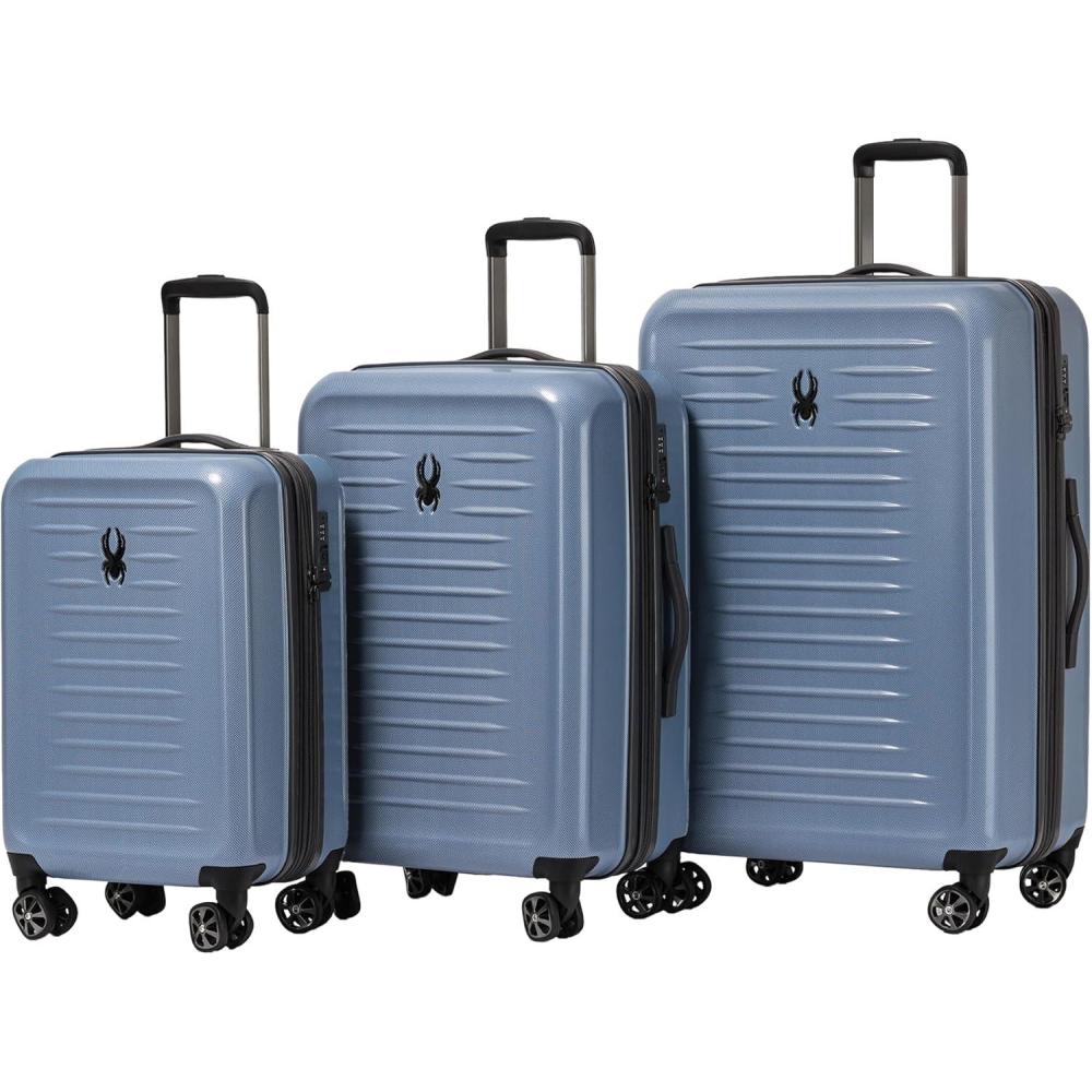imageSpyder Rails Expandable Hardside Upright Suitcase with 360 Spinner Wheels TSA Approved Lock Black Medium CheckedDenim