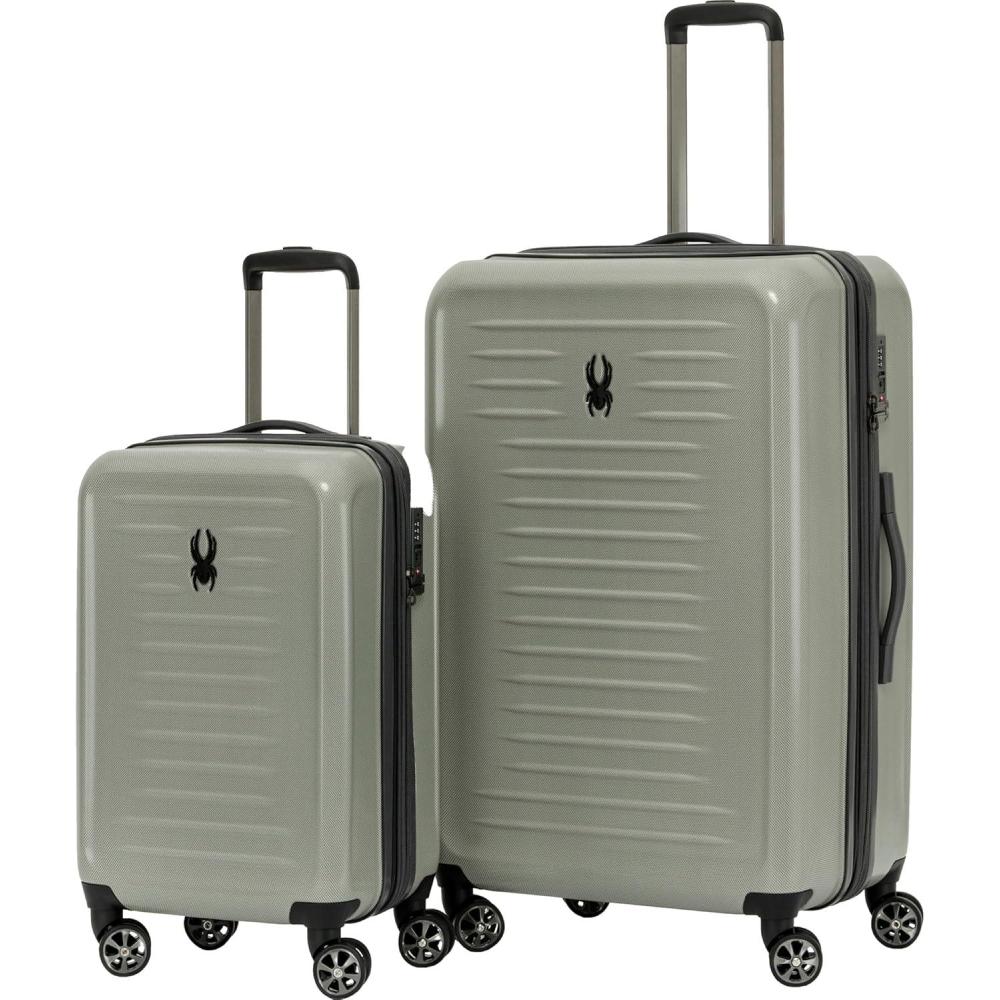 imageSpyder Rails Expandable Hardside Upright Suitcase with 360 Spinner Wheels TSA Approved Lock Black Medium CheckedMoss Gray
