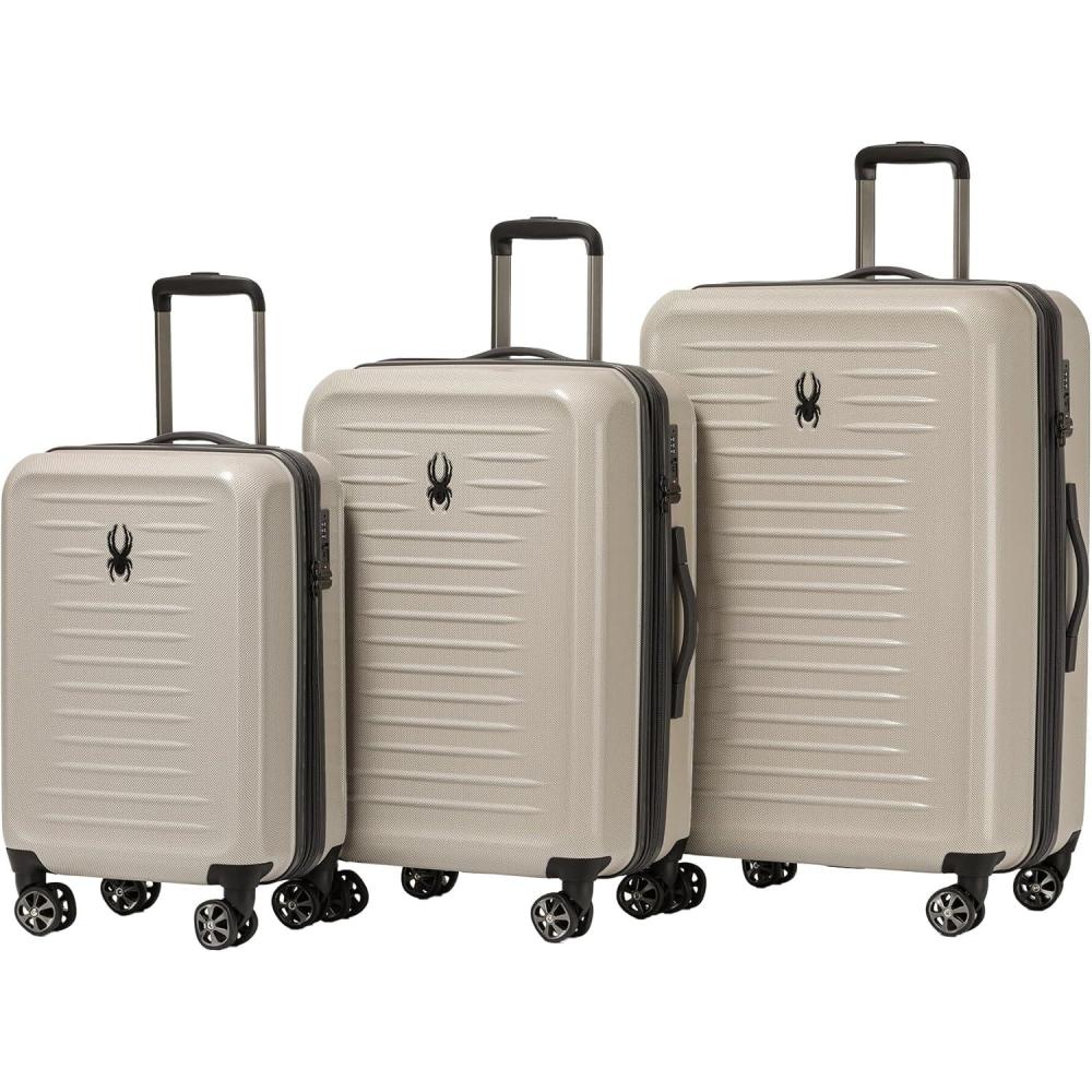 imageSpyder Rails Expandable Hardside Upright Suitcase with 360 Spinner Wheels TSA Approved Lock Black Medium CheckedOatmeal
