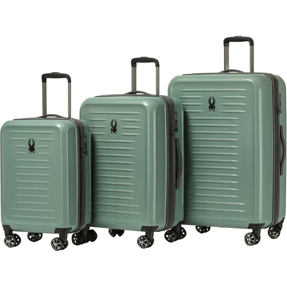 imageSpyder Rails Expandable Hardside Upright Suitcase with 360 Spinner Wheels TSA Approved Lock Black Medium CheckedSage