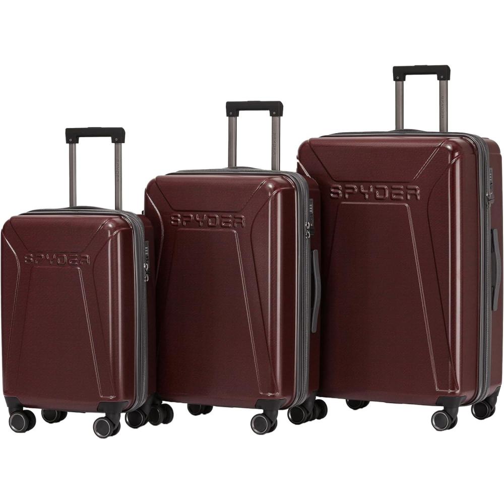 imageSpyder Traverse 20 Inch Carry On Expandable Hardside Upright Suitcase with 360 Spinner Wheels TSA Approved Lock SilverCherry