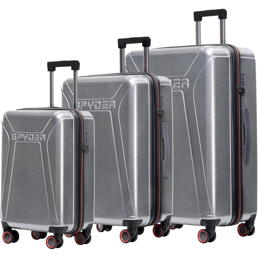 imageSpyder Traverse 20 Inch Carry On Expandable Hardside Upright Suitcase with 360 Spinner Wheels TSA Approved Lock SilverSilver