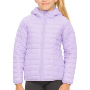 Spyder Girls Puffer Jacket with Hood Packable, Girls Winter Coats, Lightweight Ski Snow Outerwear(Dusty Purple)