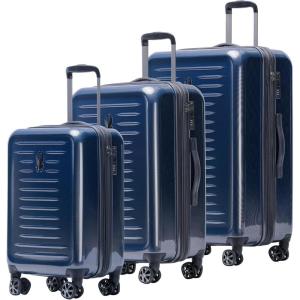 Spyder Rails Expandable Hardside Upright Suitcase with 360° Spinner Wheels, TSA Approved Lock (Black, Medium Checked)(Navy)